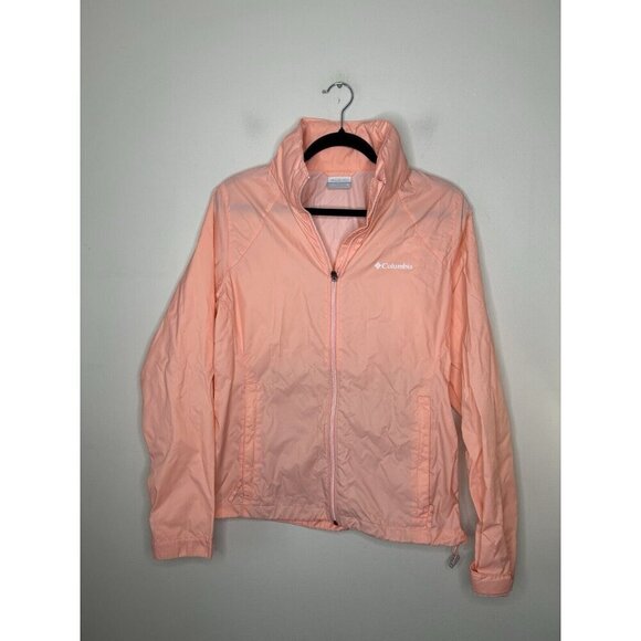 Columbia Jacket Womens Orange Windbreaker Full Zip Hood Pockets Size Medium - Picture 1 of 10